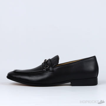 GCC Black Leather Interlocking G Loafers (Dot Perfect)