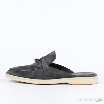 Loro Piana Grey Suede Babouche Charms Walk Mules