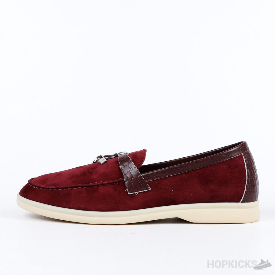 Loro Piana Maroon Suaede Summer Charms Walk Moccasins