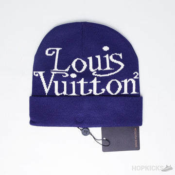 LV Print Beanie Blue