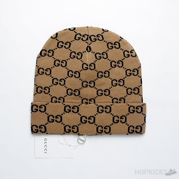 GCC Interlocked Logo Woolen Hat in Camel