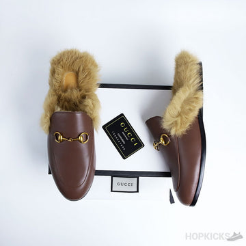G.U.C.C.I Princetown furr Loafers Bordeaux