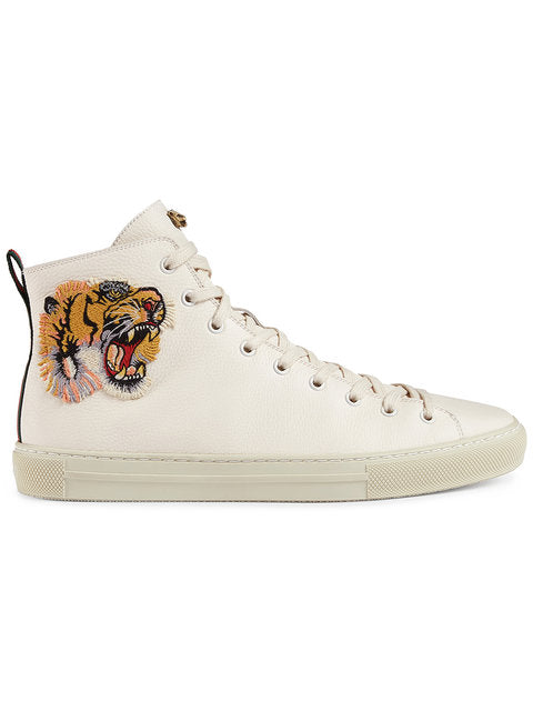 White Leather Tiger High Top