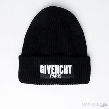 GVN Paris White Logo Embroidered Black Beanie