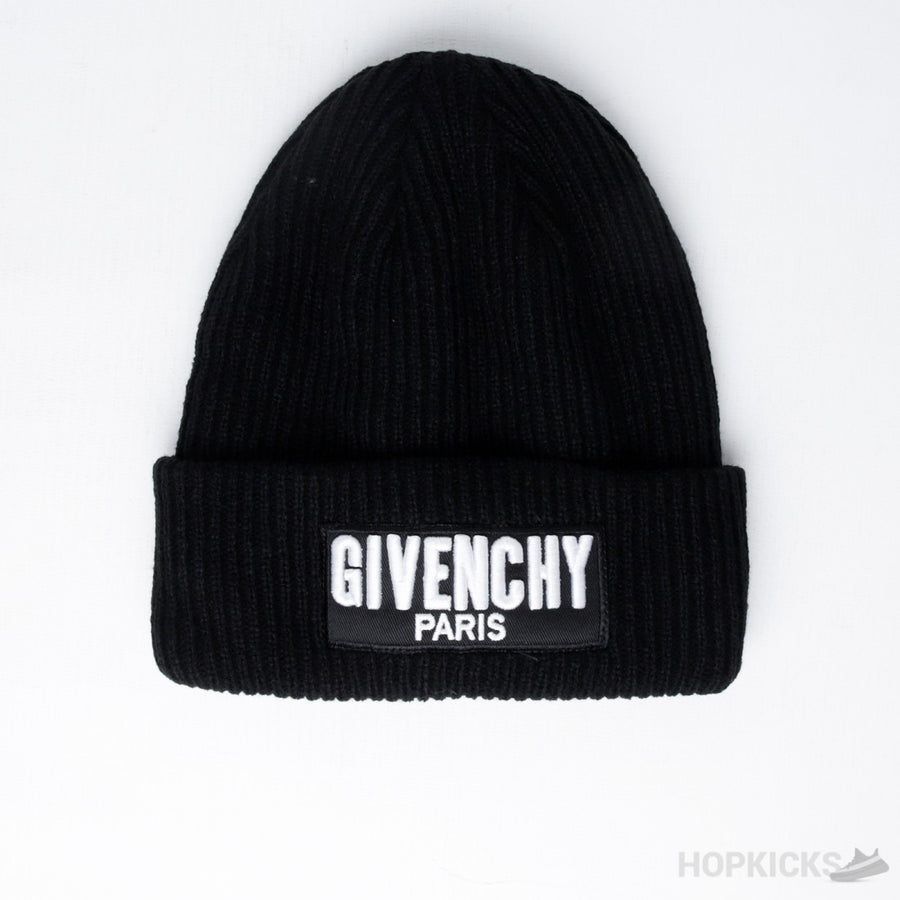 GVN Paris White Logo Embroidered Black Beanie