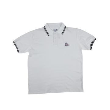 Moncler Logo Patch White Polo Shirt