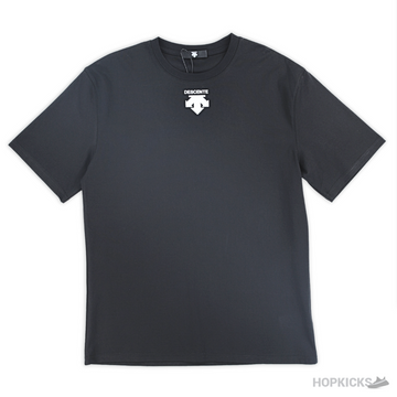 Descente Logo Reflected Printed Black T-Shirt (Imported Premium Finish) (B4)