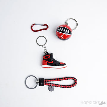 Jordan 1 Patent Bred keychain With Jordan Basketball And Stylish Rope