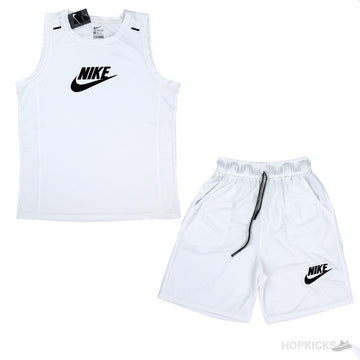 NK White Dry-Fit Tank and Shorts Set