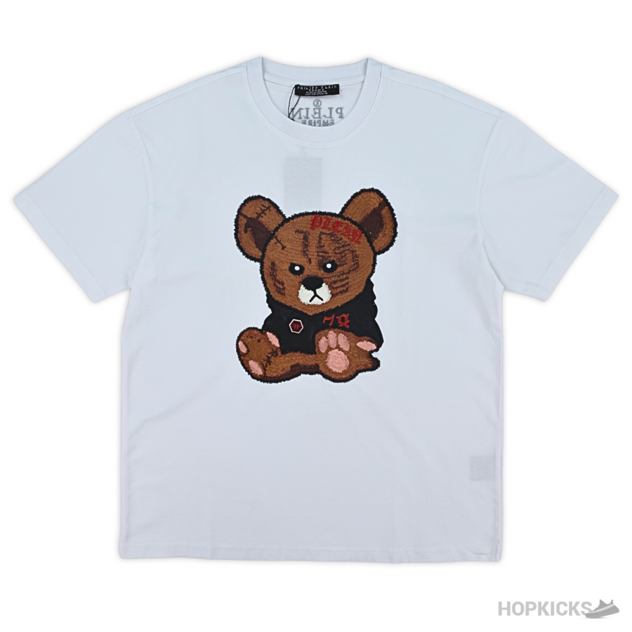 Plein Embroidered Teddy White T-Shirt (Imported Premium Finish)