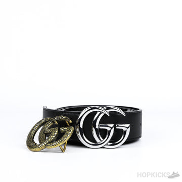 GCC GG Silver Buckle Black Belt