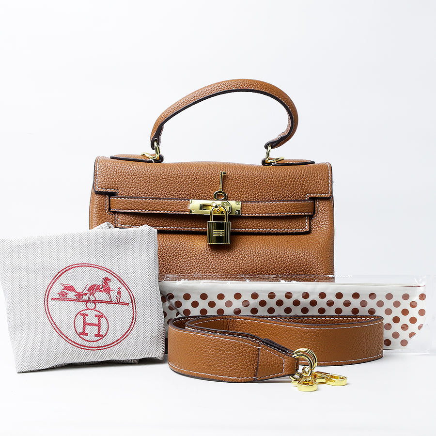 HRM Kelly Sellier 20 Brown Epsom Gold Hardware (Dot Perfect)