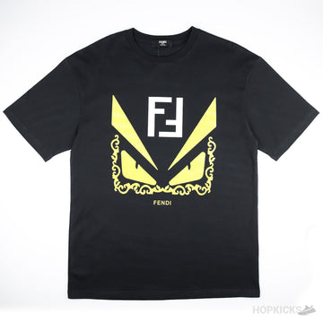 FND FF Yellow Eyes Printed Black T-Shirt