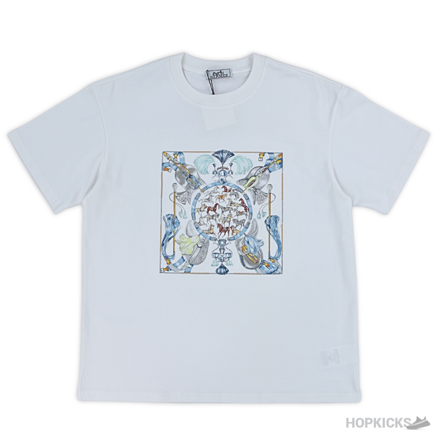 HRM Multiple Horses Printed White T-Shirt (Imported Premium Finish)