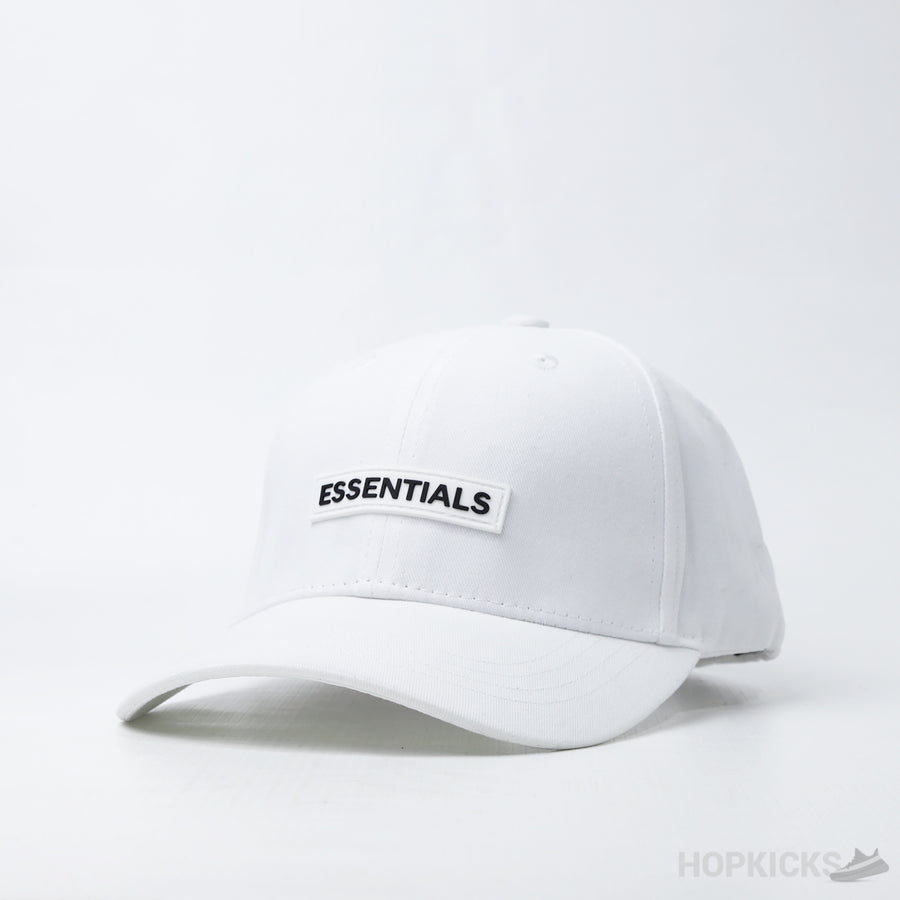 Essentials Baseball Black Logo White Cap