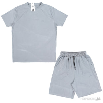 Adi Grey Dry-Fit Shirt and Shorts Set