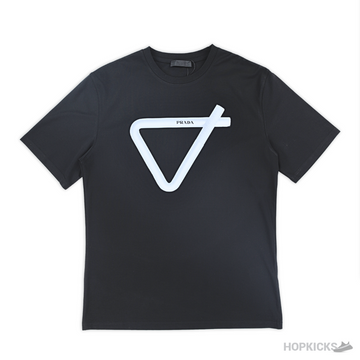PRD Strip Triangle Printed Black T-Shirts (Imported Premium Finish)