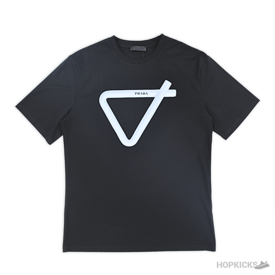 PRD Strip Triangle Printed Black T-Shirts (Imported Premium Finish)