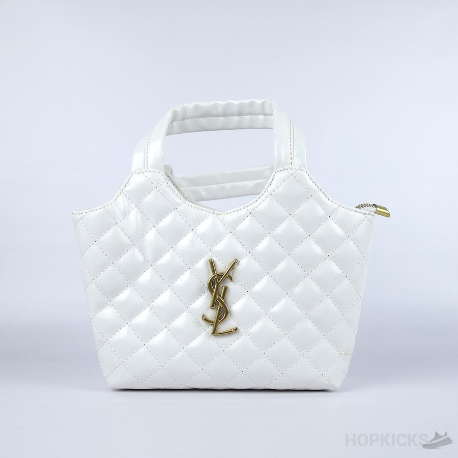 YSL White Tribute Patent Leather Tote [Economy Batch]