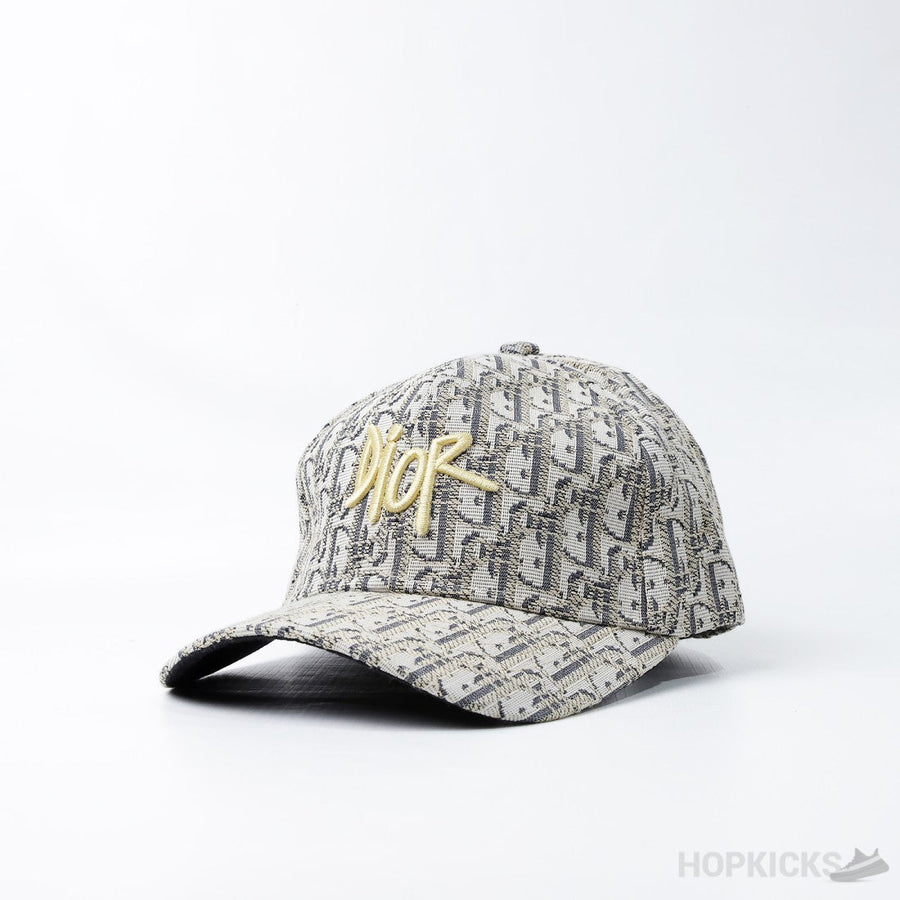 D.I.O.R Golden Monogram Logo Grey Cap