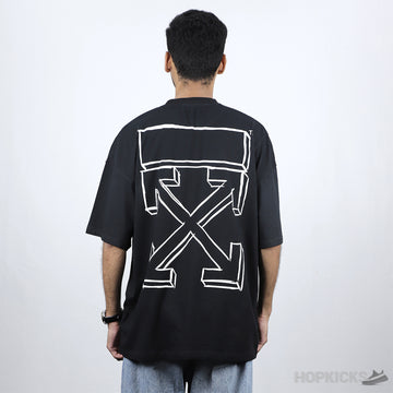 OW Outline Arrow T-Shirt Black White