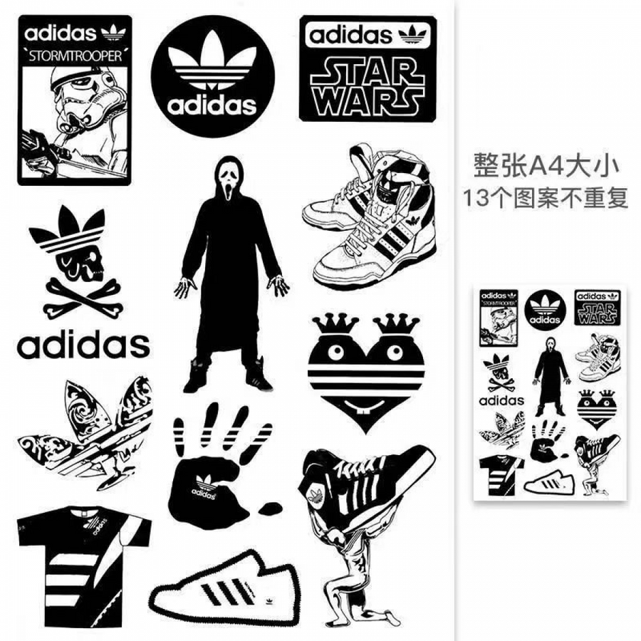 Adi Black And White Stickers 10 Plus Pcs