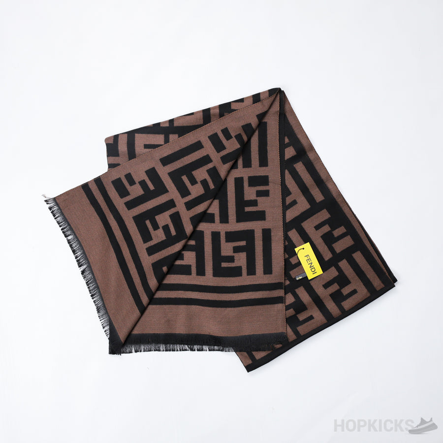 FND Ff Wool & Silk Jacquard Knit Scarf