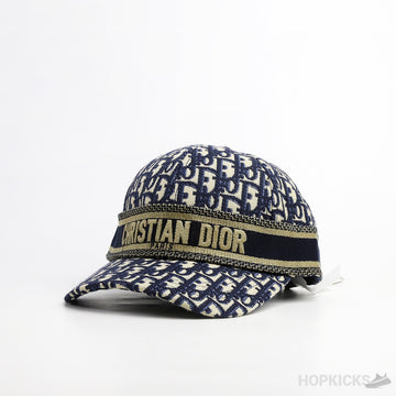 CD Oblique Striped Logo Navy Cap