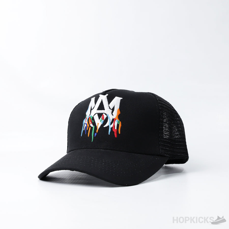 AMR Embroidered Paint Drip AM Logo Trucker Snapback Cap