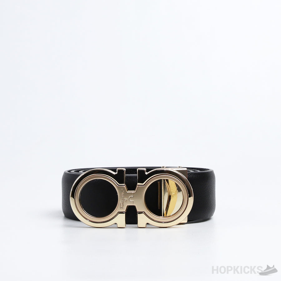 F*rragamo Gancini Gold Buckle Leather Belt