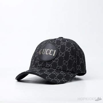 GCC Gold Logo Pattern Grey Leather Cap