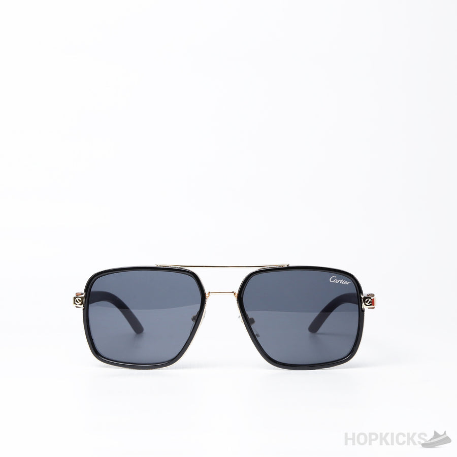 CRT Men's Double-bar Metal Printed Frame Sunglasses