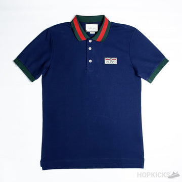 G.U.C.C.I Web Collar Navy Polo Shirt