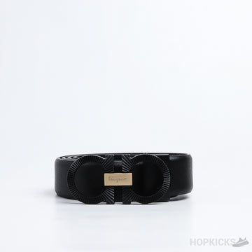 F*rragamo Gancini Buckle Black Gold Belt