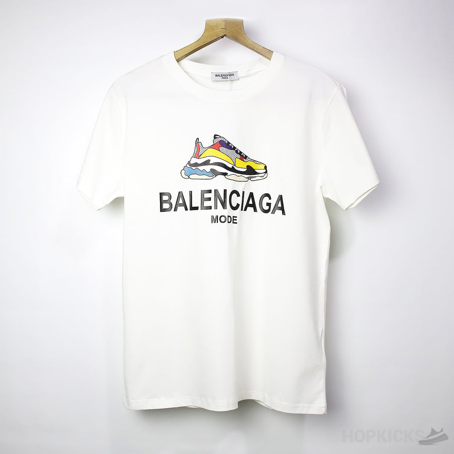 B*lenciaga Mode White T-Shirt