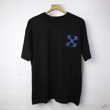 OW Blue Paint Print Black T-Shirt