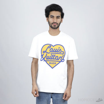L.V Yellow Heart Logo White T-Shirt