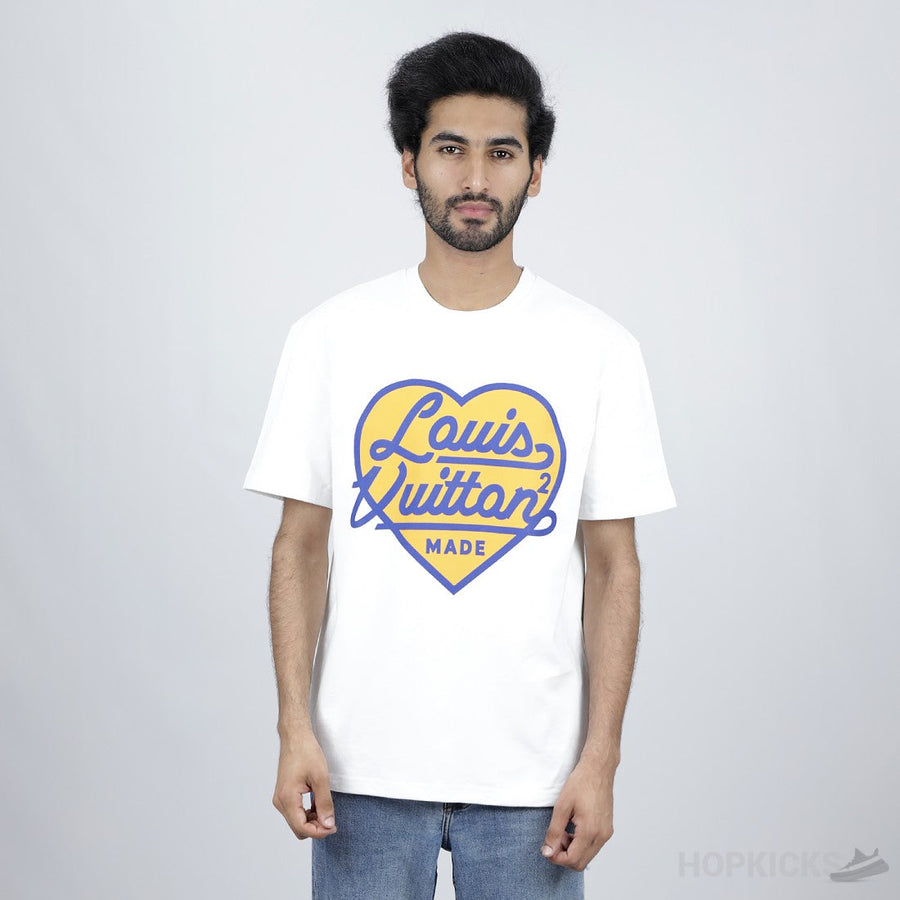 L.V Yellow Heart Logo White T-Shirt