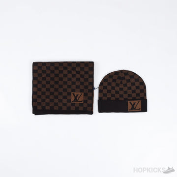 LV Hat, Scarf Set Black and Brown