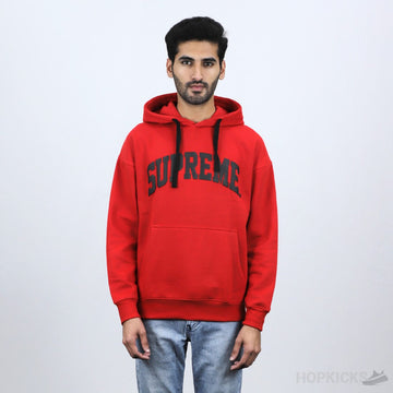 Supreme Black Logo Red Hoodie