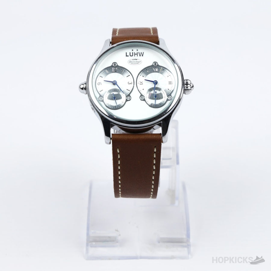 LüHW Classic Dual Machine Watch With Tan Leather Strap