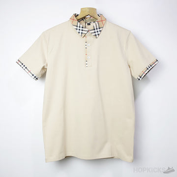 B*rberry Vintage Check Cotton Polo Shirt Beige