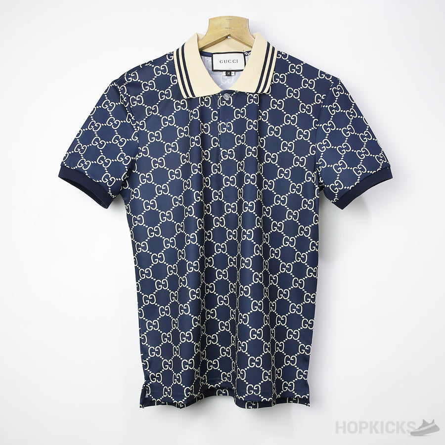 GG SPRM Stretch Cotton Polo Shirt Blue