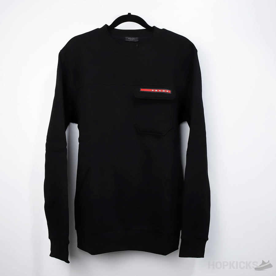 PRD Red Logo Patch Pocket Black Sweatshirt