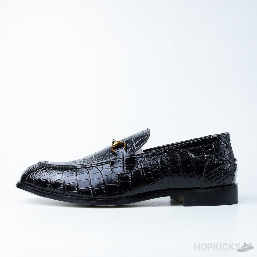 Men's G.U.C.C.I Jordaan Crocodile Loafer Black (Dot Perfect)