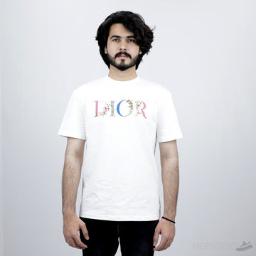 D.I.O.R Flowers Embroidered T-Shirt White