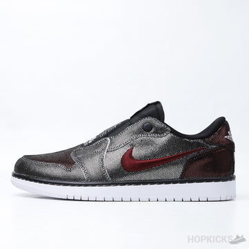 Jordan 1 Low Slip Shiny Black Red (Premium Plus Batch)