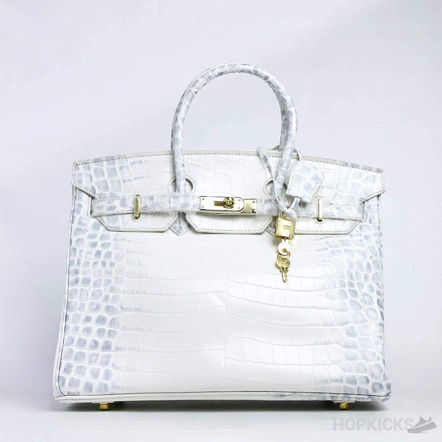 H*rmes Birkin Himalayan Niloticus Crocodile Bag Gold Hardware