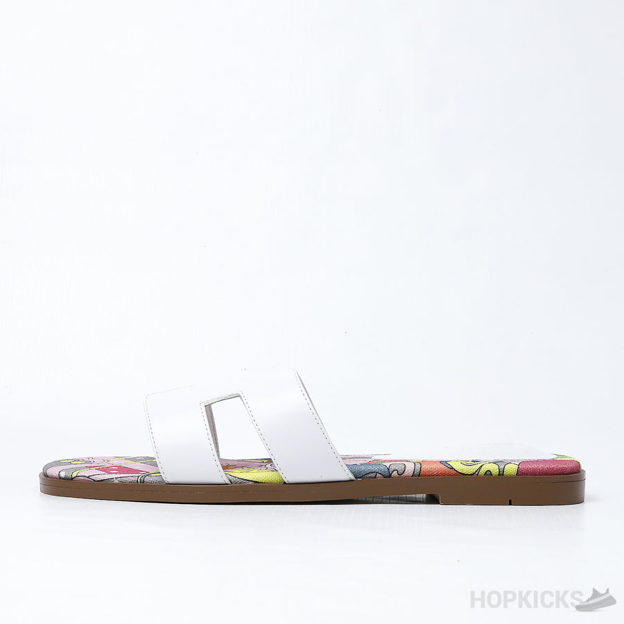 HRM Oran Flat Sandal White Silk Print Lining (Premium Plus Batch)