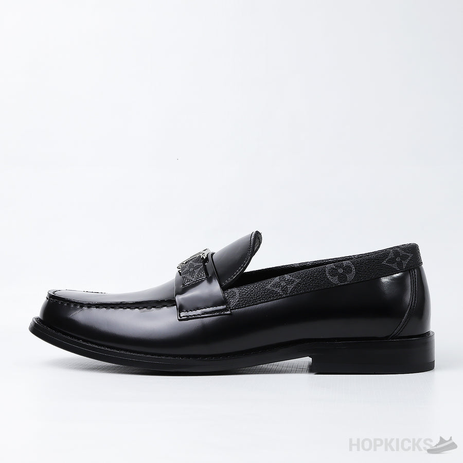 LV Major Side Monogram Black Loafers (Dot Perfect)